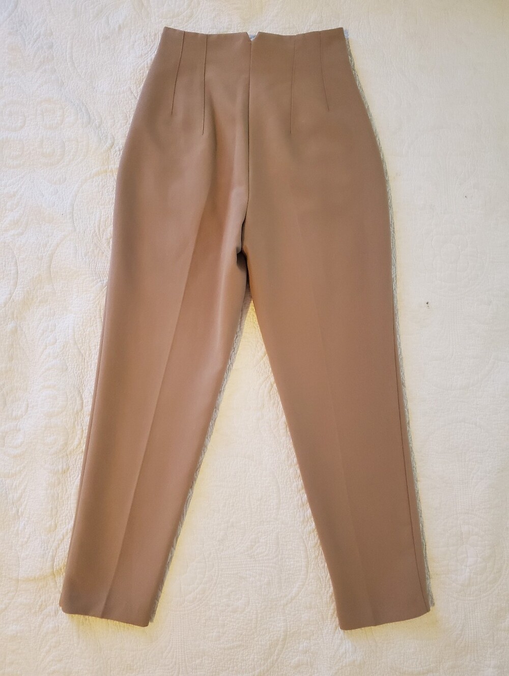 Zara High-Waist Straight Tailored Trousers Pants in Tan Beige Size XS - Picture 5 of 7